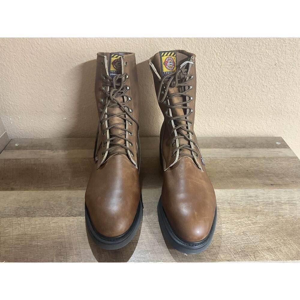 Justin Conductor 8" Steel Toe Lace-Up Work Boots Brown 0764 USA Men Size 12 EE